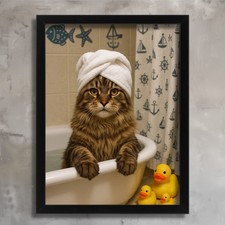Maine Coon Cat in Bathtub Wall