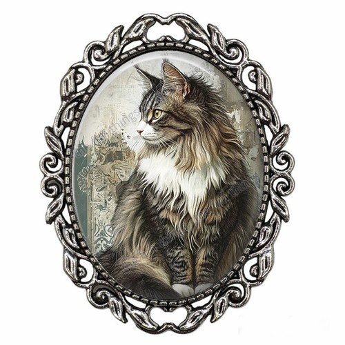 Maine coon cat brooch vintage - coon,