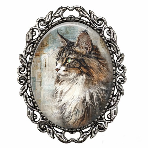Maine coon cat brooch - maine, vintage