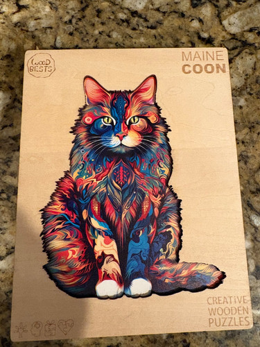 Maine coon cat wooden jigsaw - cat,