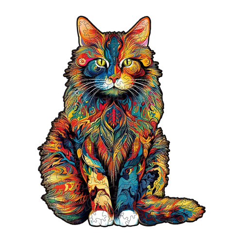 Maine coon cat wood jigsaw - maine,